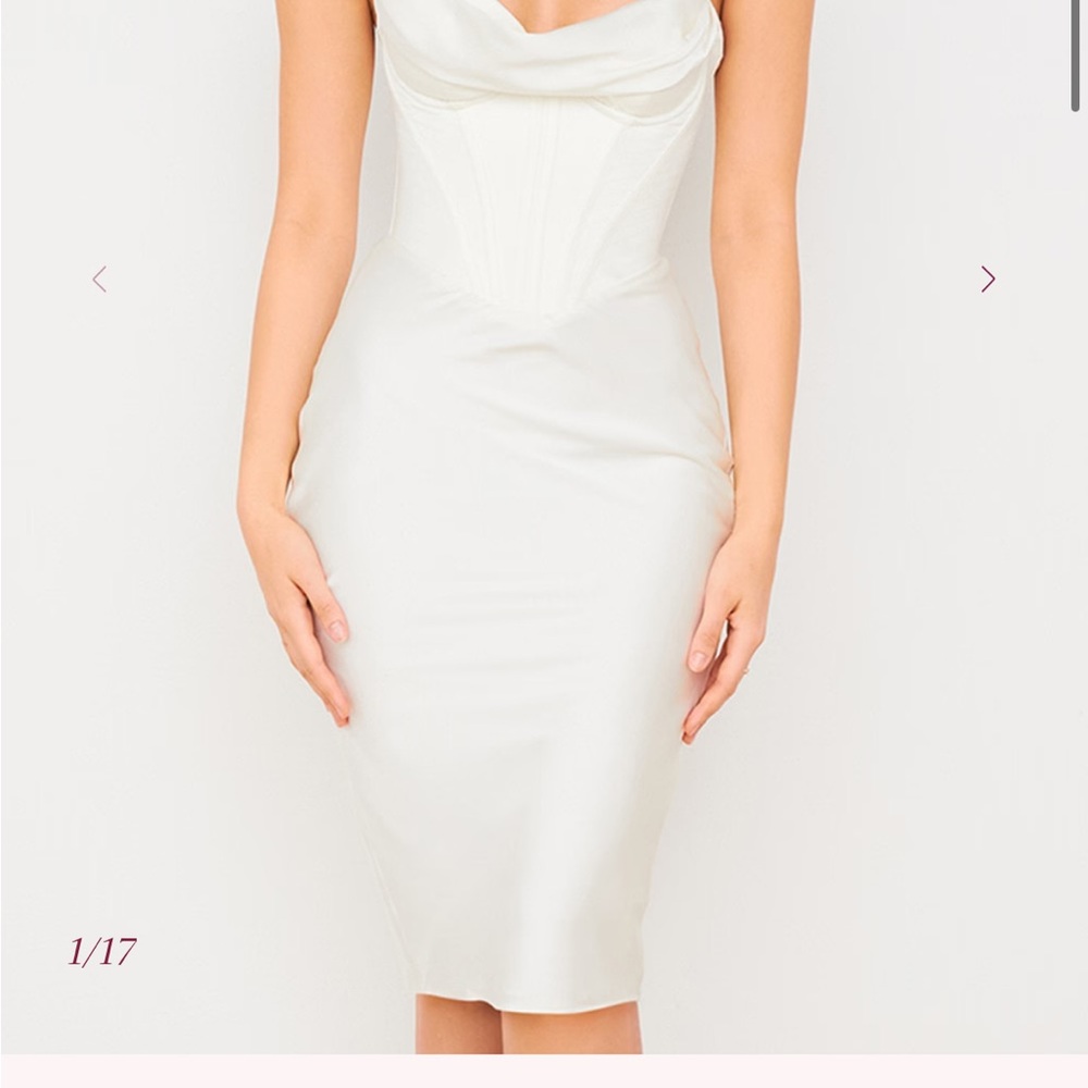 MYRNA 
Ivory Corset Slip Dress